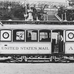 United States mail train in New York, 1900.